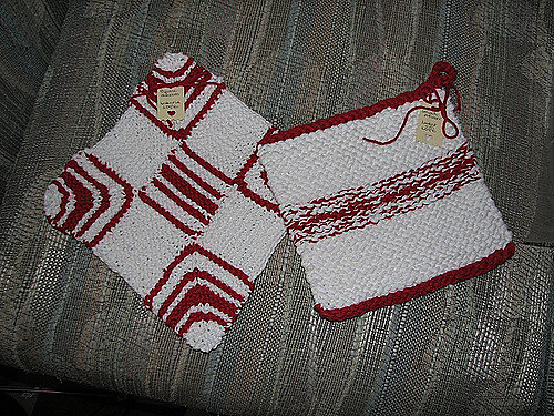 Sarah’s red and white striped Pot Holder